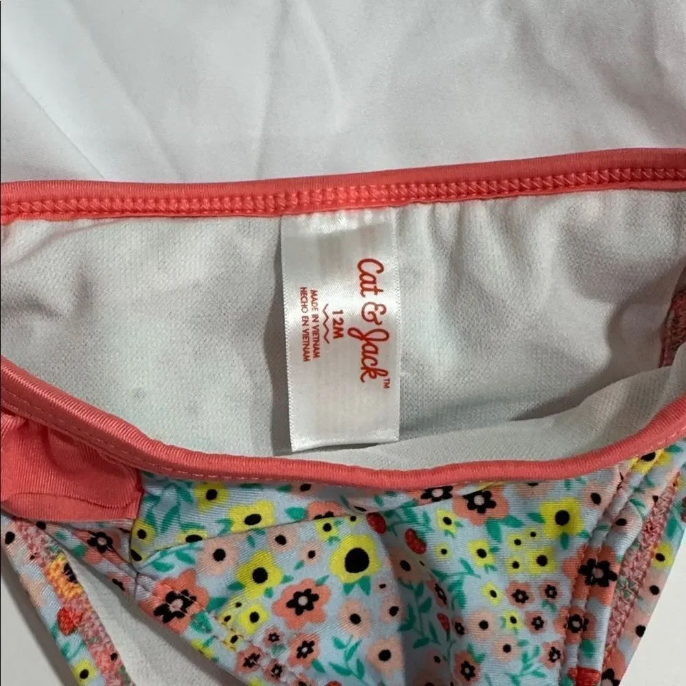 Girls Mixed Swimsuit Set - Teal, Coral & White EUC